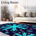 Aqua Snowflake Collage Dark Blue Rug