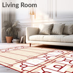 Crimson Geometric Lattice Window Rug