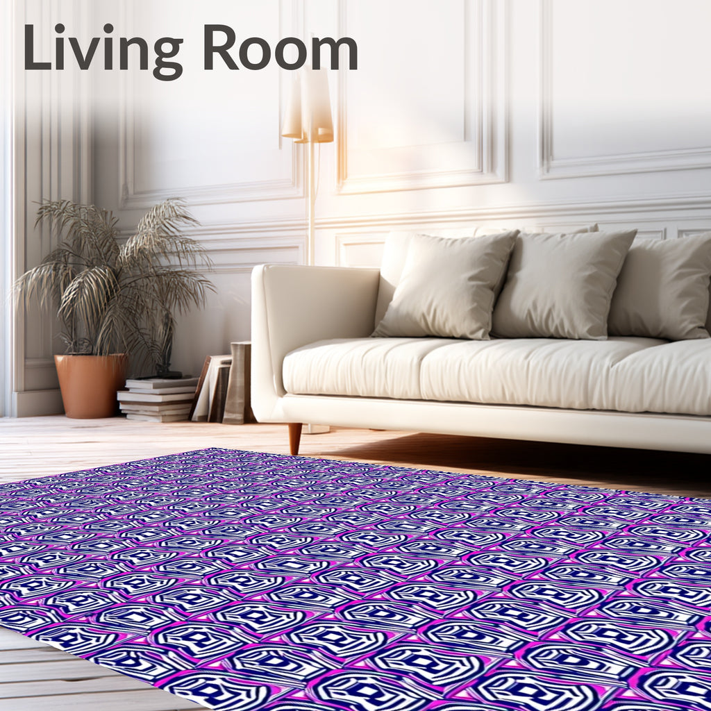 Navy Pink Geometric Maze Rug