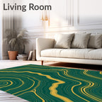 Deep Green Golden Agate Curves Rug