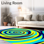 Bold Blue Yellow Swirl Rug