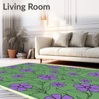 Purple Floral Vine Green Meadow Rug