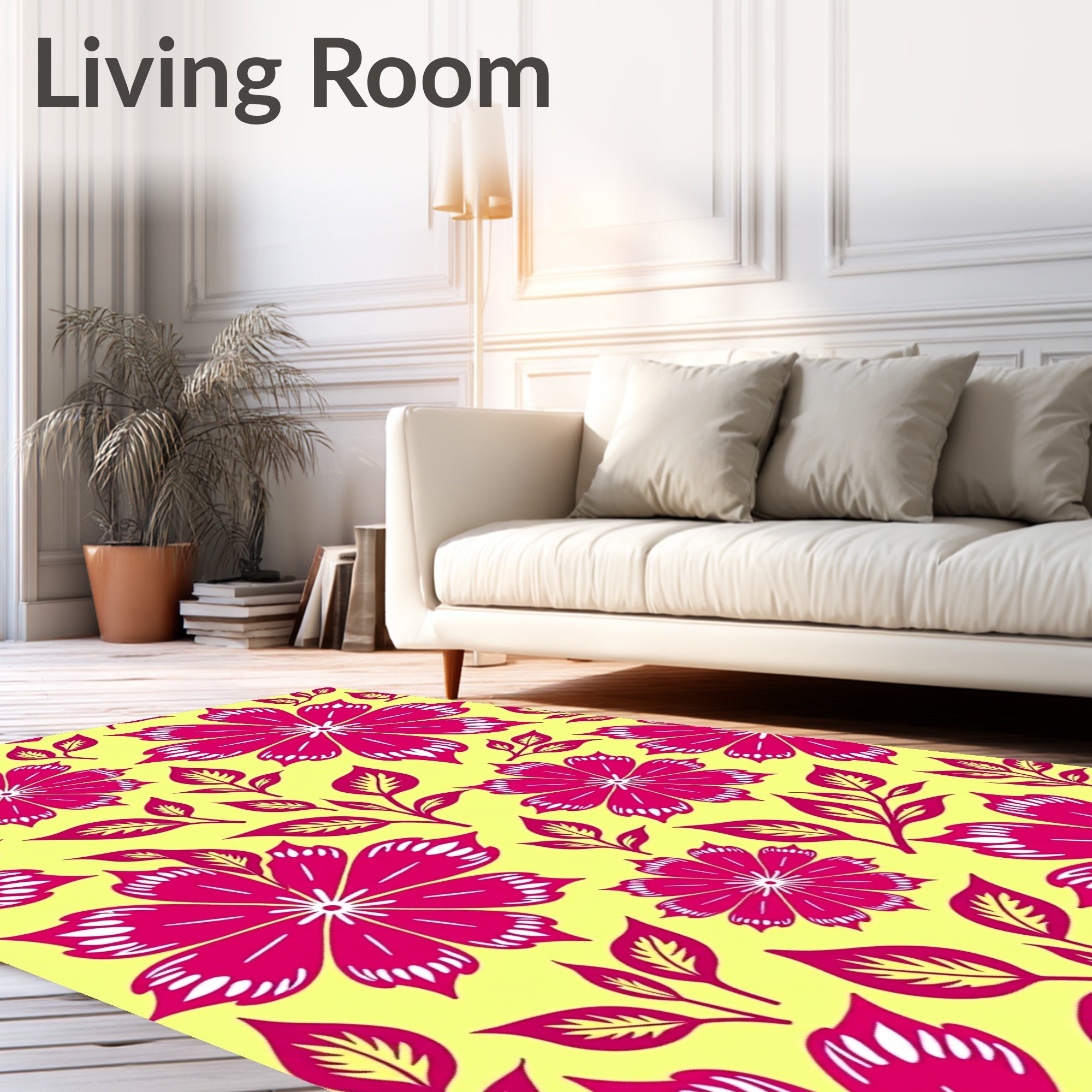 Vibrant Fuchsia Floral Bloom Garden Rug
