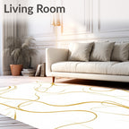 Golden Swirl Calligraphy Abstract Rug