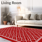 Crimson White Interlocking Diamond Maze Rug