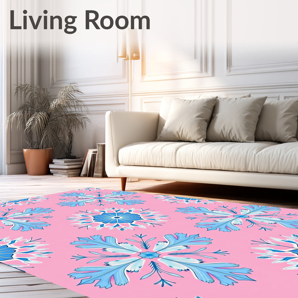 Pink Blue Floral Medallion Rug