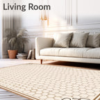 Neutral Cream Honeycomb Garden Frame Rug