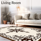 Dark Brown Classic Scrollwork Square Rug