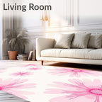 Pink Daisy Meadow Floral Arrangement Rug