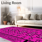 Vibrant Magenta Geometric Art Deco Repeating Rug