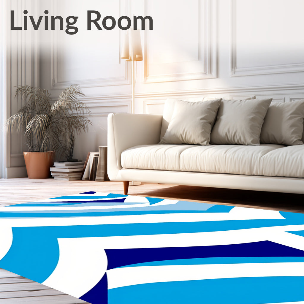 Cool Tones Layered Geometric Zigzag Rug