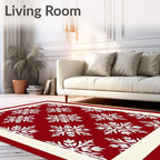 Crimson Snowflakes Repeating Pattern Rug