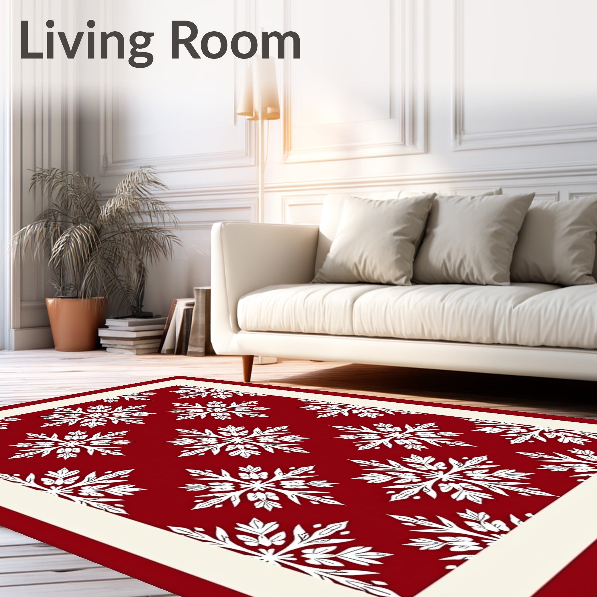Crimson Snowflakes Repeating Pattern Rug