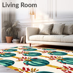 Teal Pumpkin Festive Autumn Stripe Rug