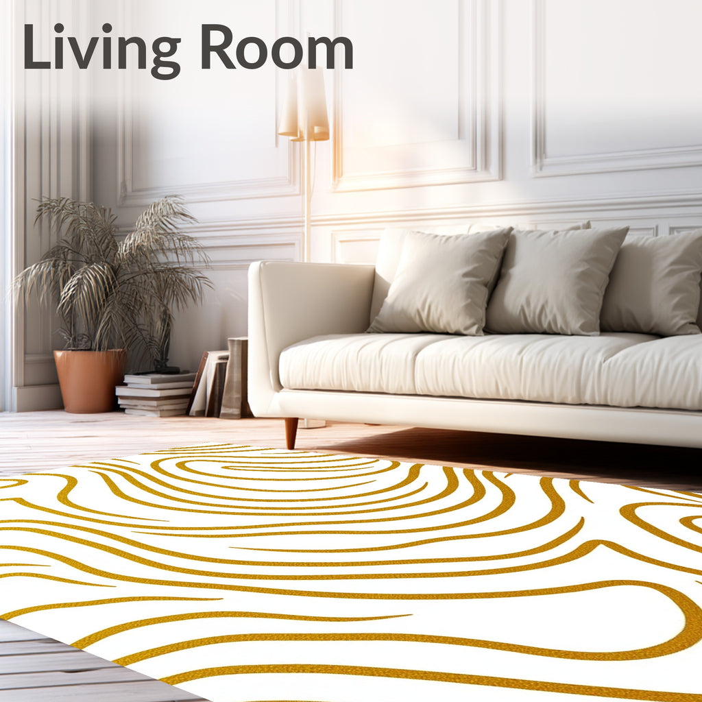 Golden Swirl Abstract Texture Rug