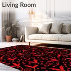 Crimson Vine Swirl Red Dots Rug