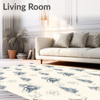 Winter Forest Evergreen Snowflakes Rug
