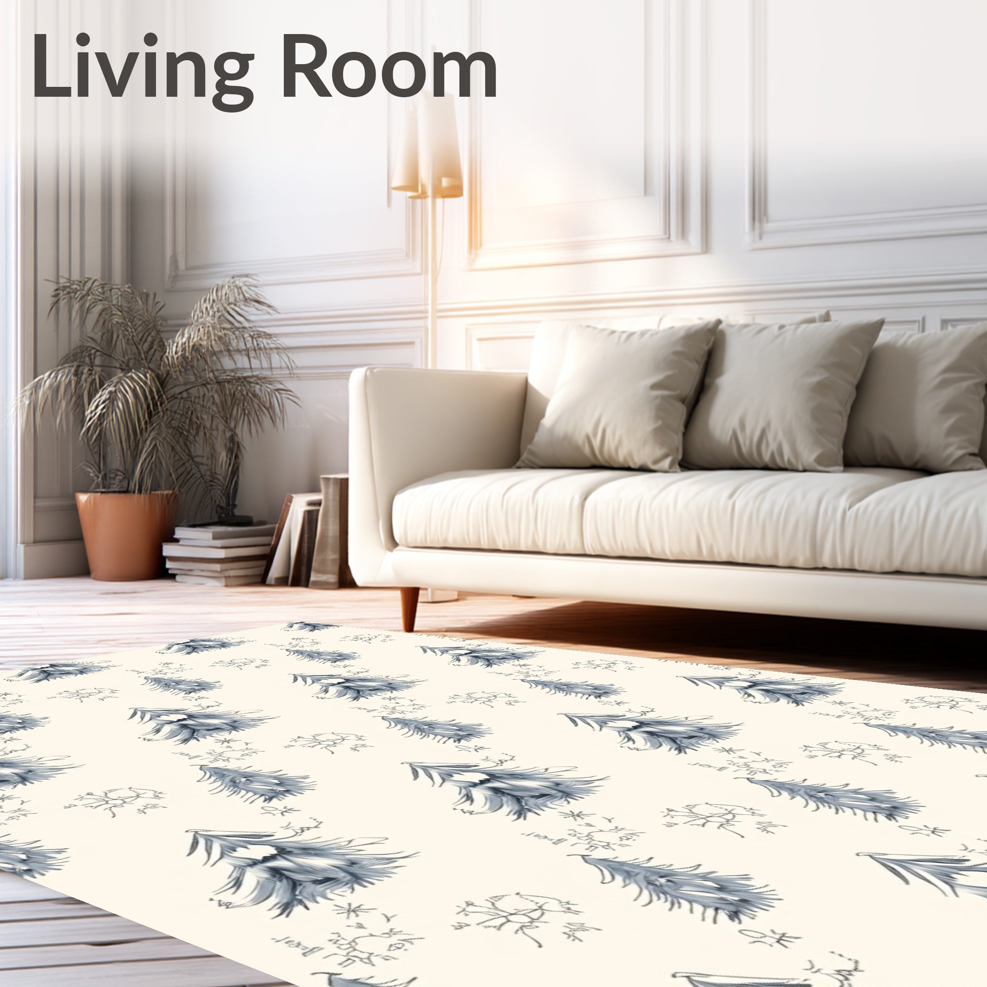 Winter Forest Evergreen Snowflakes Rug