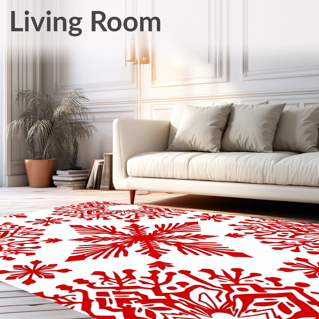 Vibrant Red Snowflake Medallion Rug