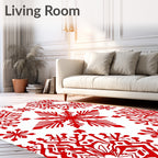 Vibrant Red Snowflake Medallion Rug