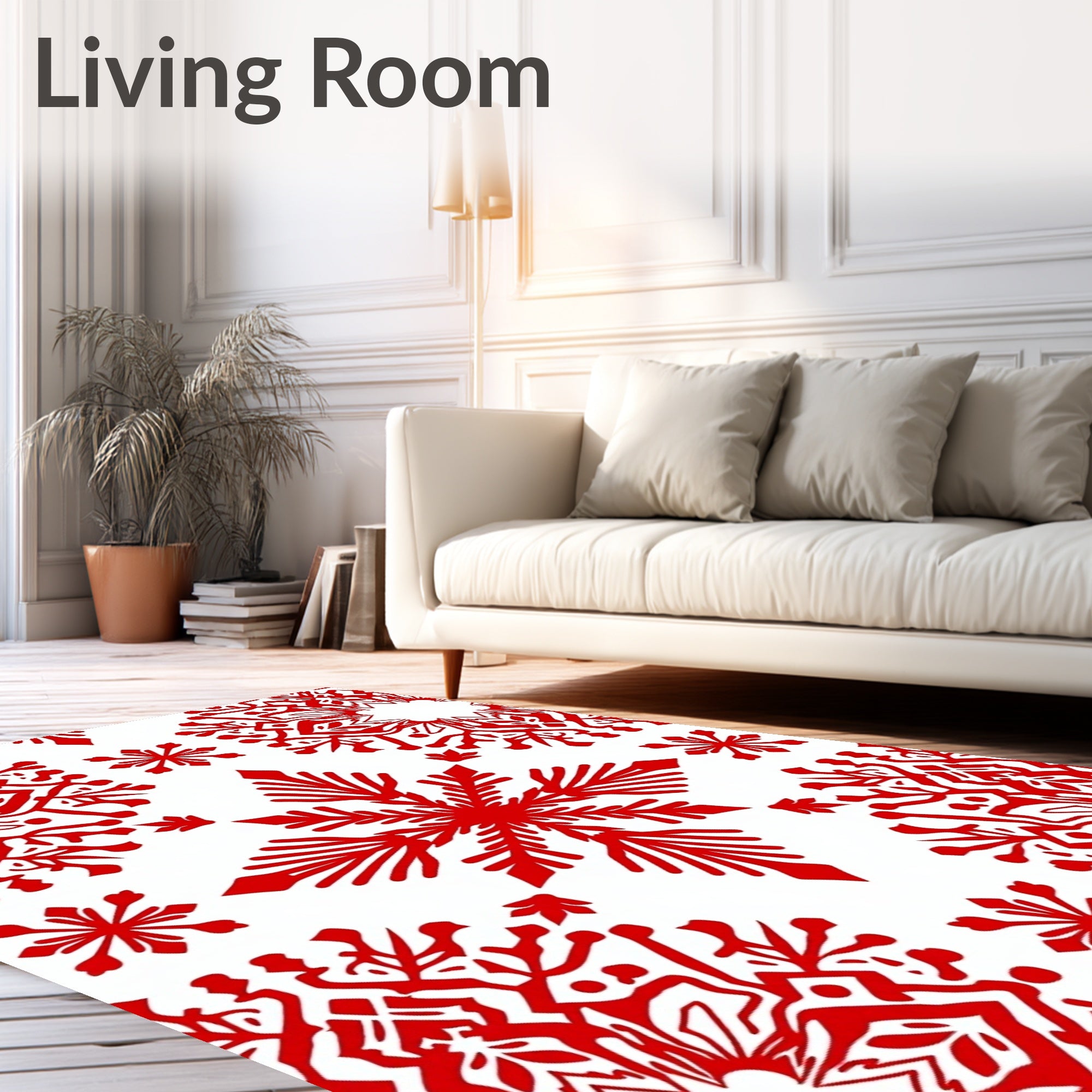 Vibrant Red Snowflake Medallion Rug