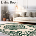 Dark Green Ornate Medallion Mandala Rug