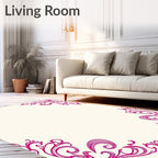 Elegant Pink Swirl Corner Accents Rug