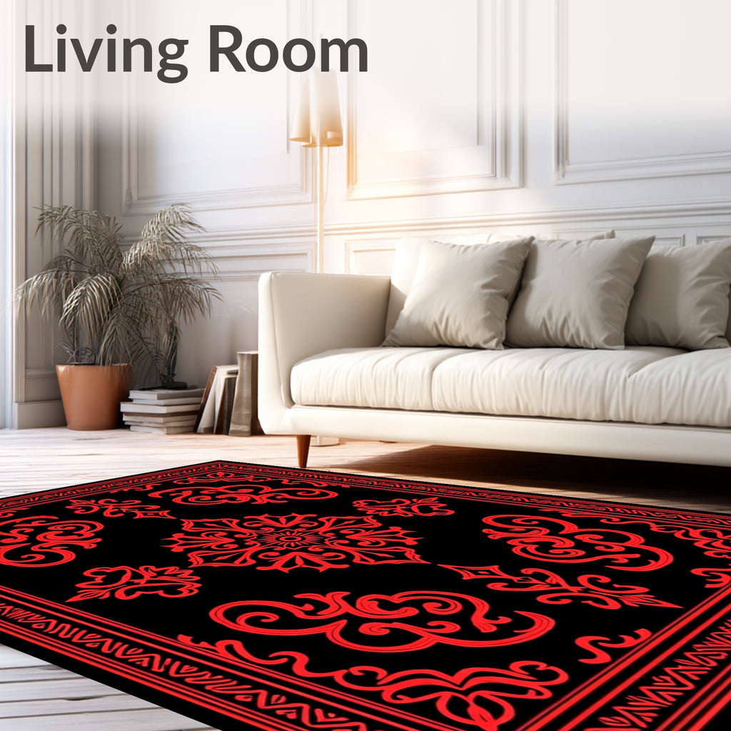 Bold Red Intricate Floral Medallion Rug