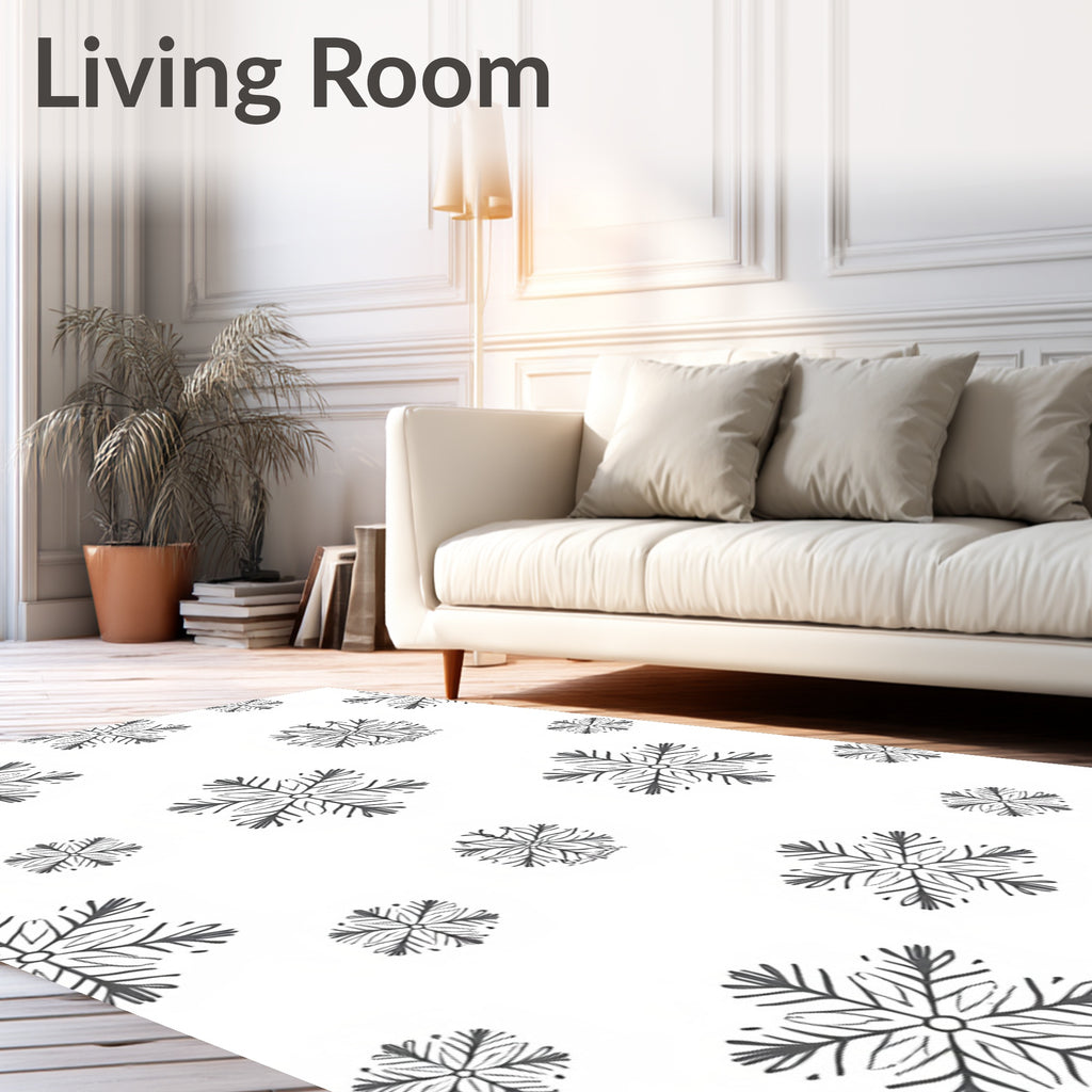Gray Snowflake All Over Printed Rug