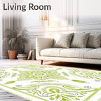 Art Nouveau Lime Green Floral Mandala Rug