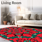Crimson Teal Mandala Floral Radiance Rug