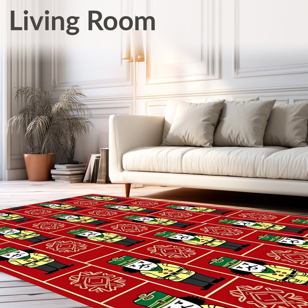 Holiday Nutcracker Red Geometric Rug