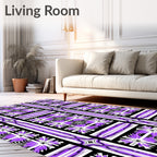 Bold Purple Geometric Star Motif Rug