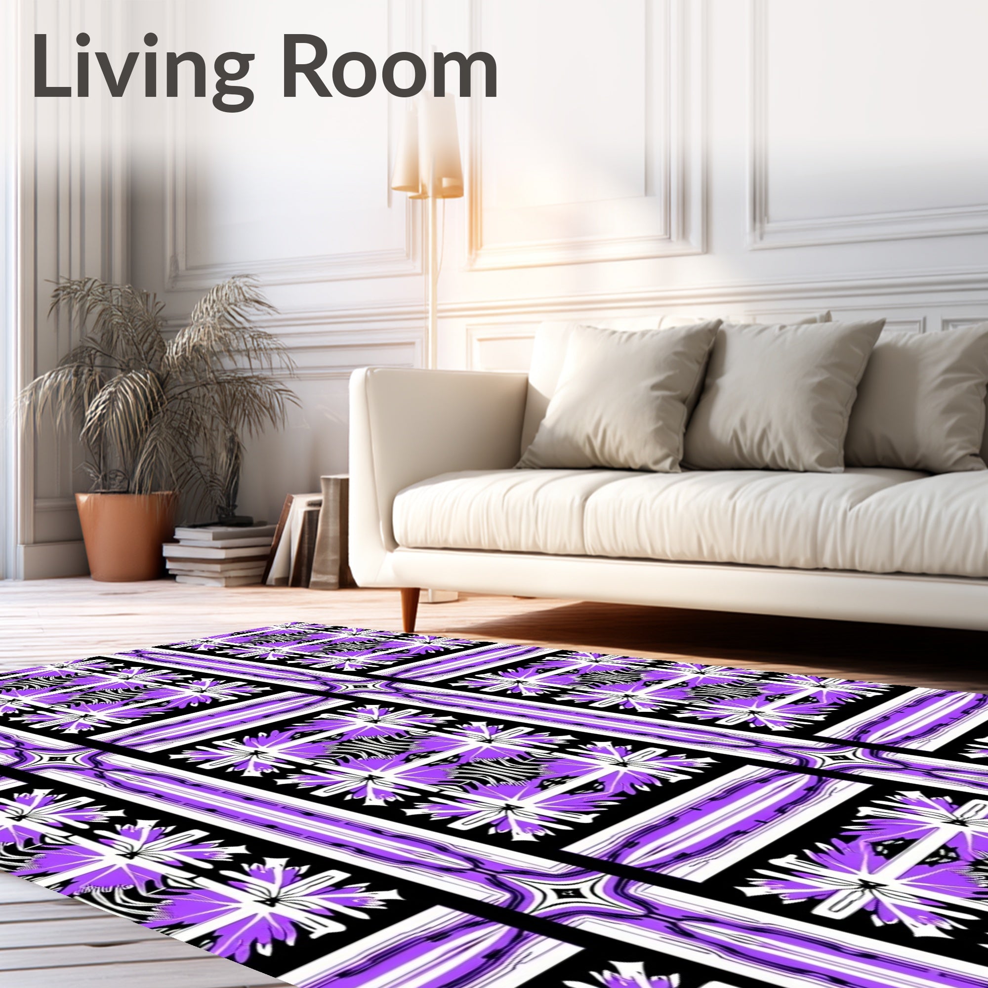 Bold Purple Geometric Star Motif Rug