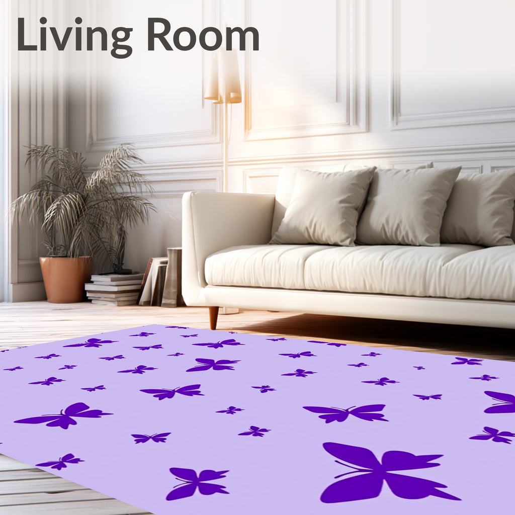 Violet Purple Butterfly Garden Rug