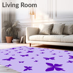 Violet Purple Butterfly Garden Rug