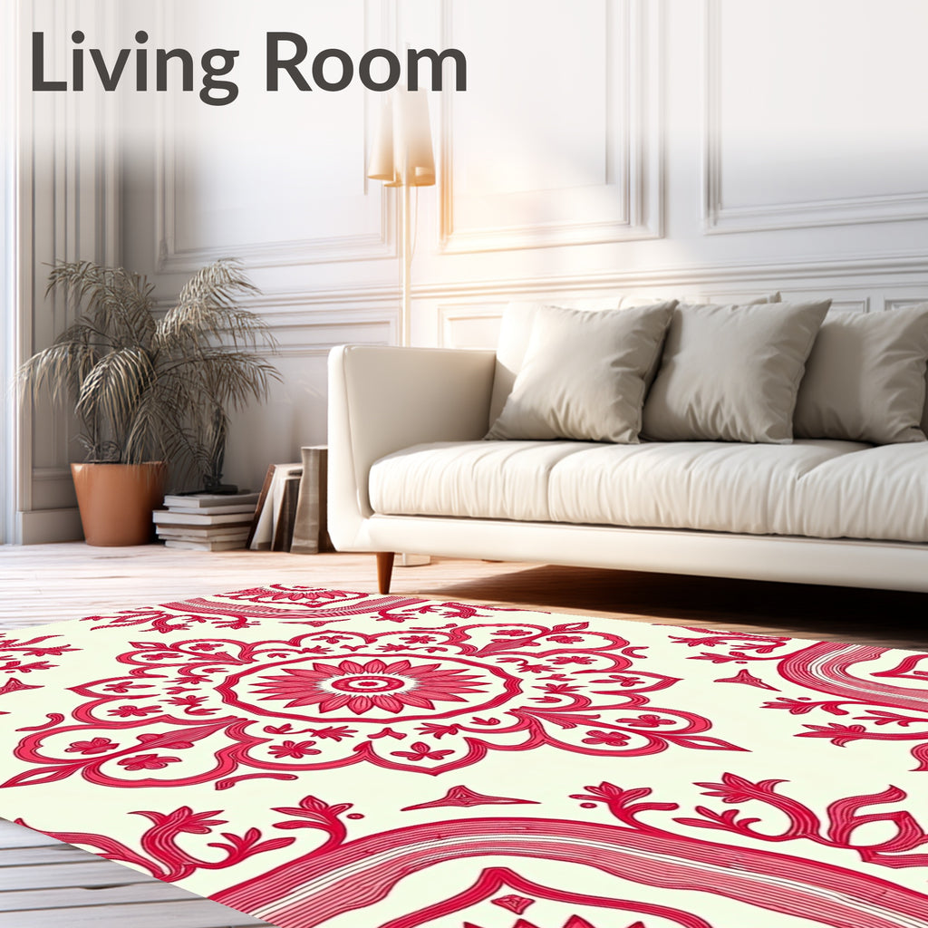 Red Floral Medallion Arch Rug