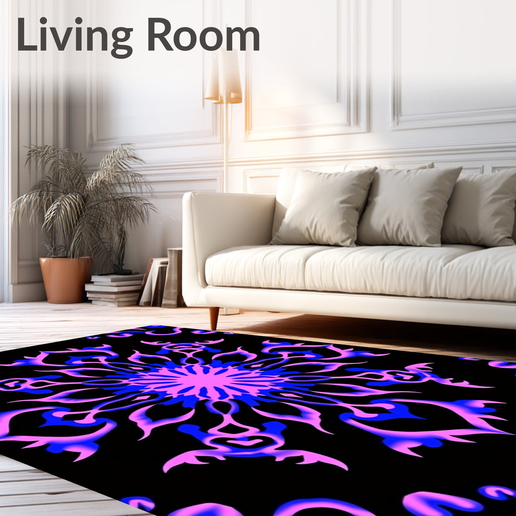 Vibrant Fuchsia Blue Swirl Medallion Rug
