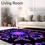 Vibrant Fuchsia Blue Swirl Medallion Rug