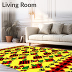 Vibrant Red Folkloric Floral Diamond Rug