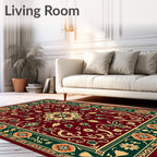 Rich Burgundy Floral Medallion Border Rug