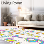 Colorful Alphabet And Numbers Collage Rug