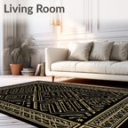 Golden Black Geometric Art Deco Rug