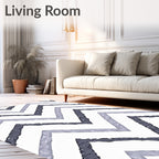 Dark Grey Light Blue Chevron Rug