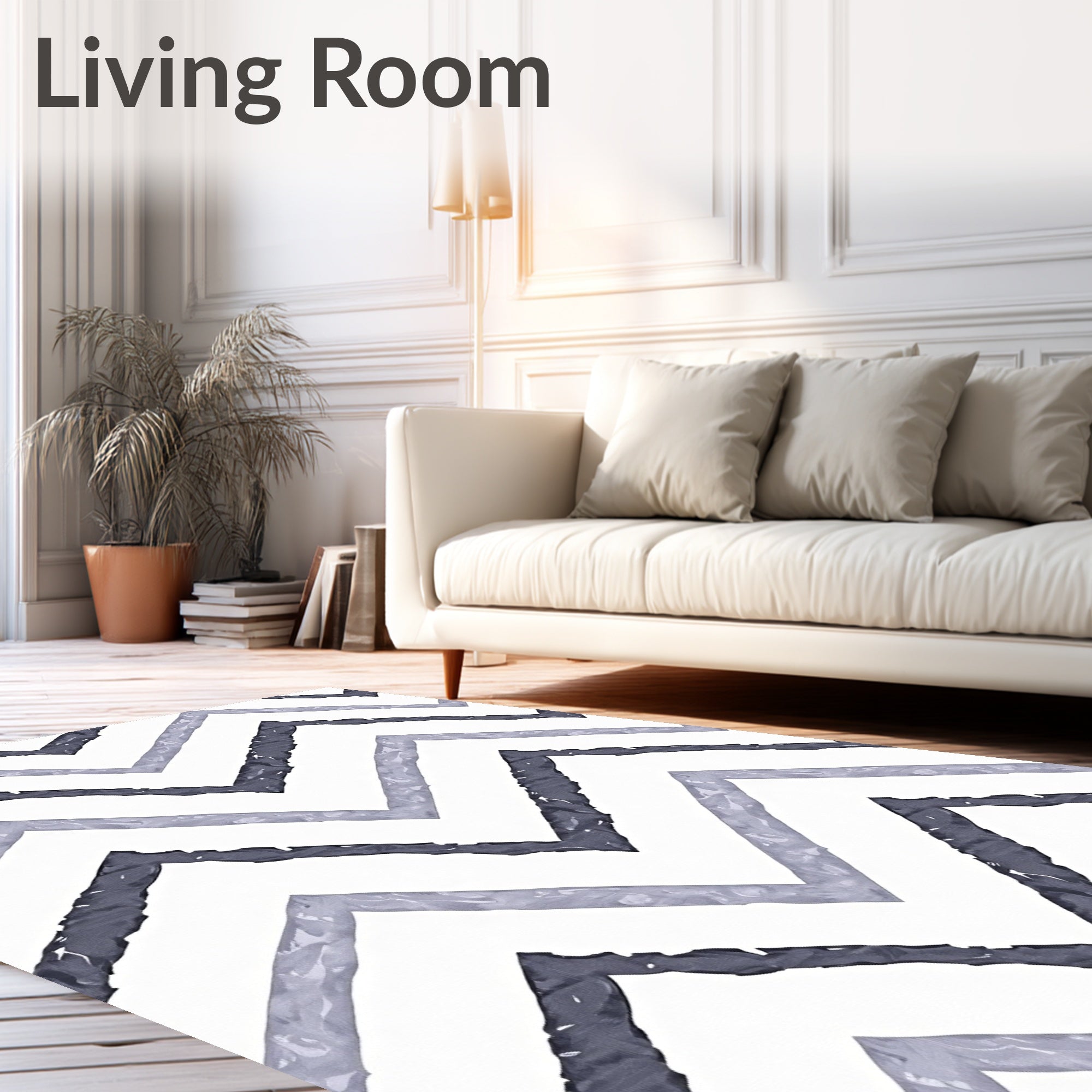 Dark Grey Light Blue Chevron Rug