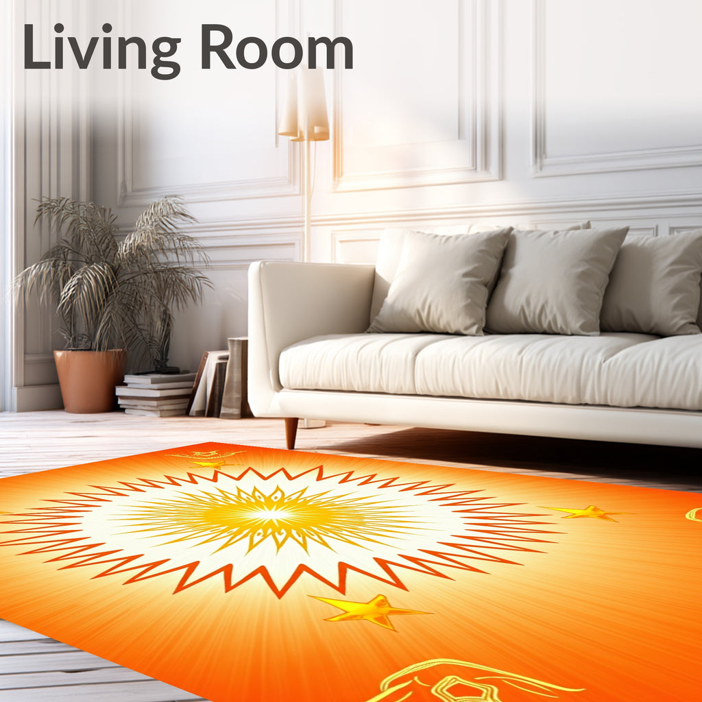 Golden Sunburst Star Burst Rug