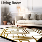 Golden Art Deco Geometric Diamond Rug