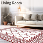 Rich Burgundy Interlocking Lattice Border Rug