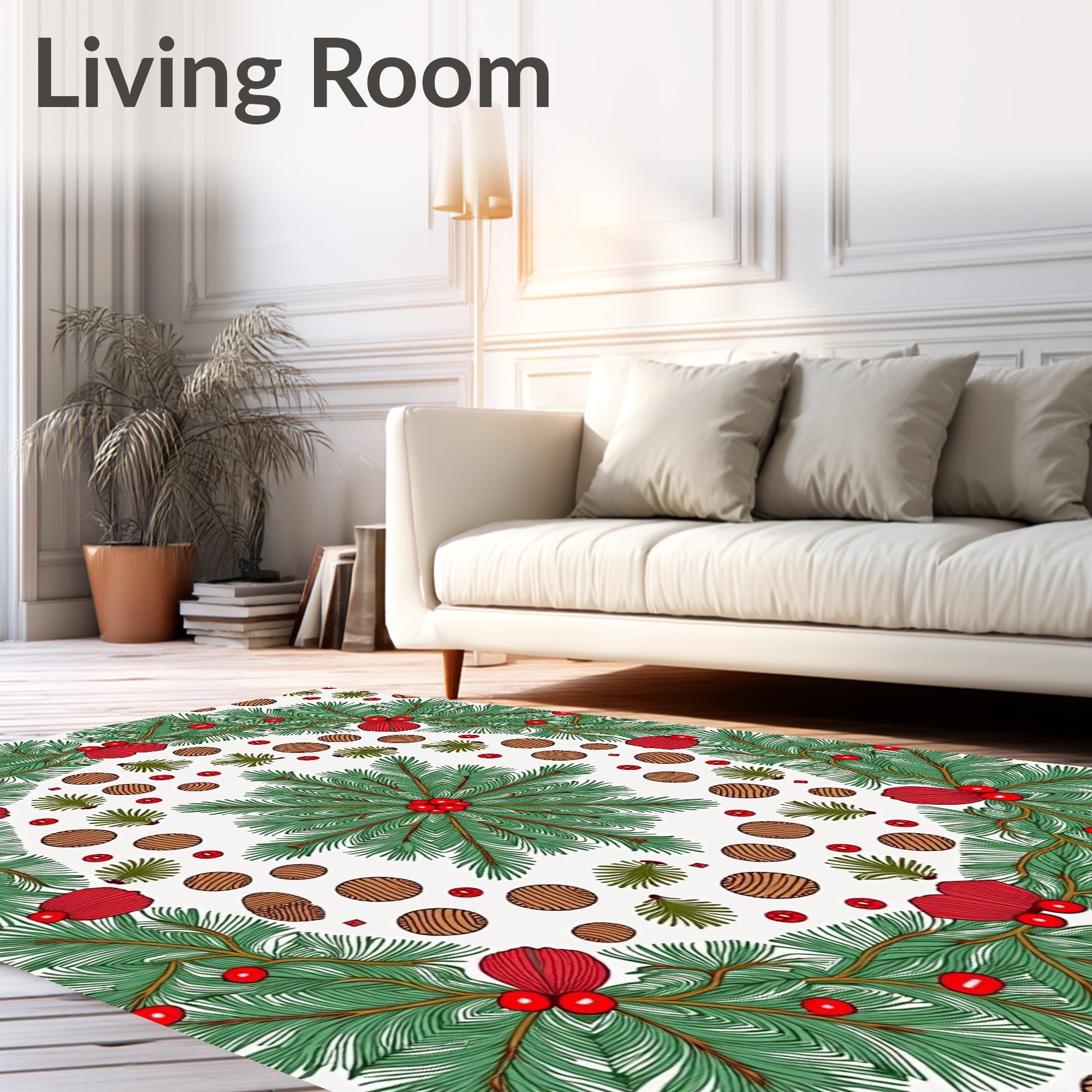 Evergreen Berry Holly Garland Rug