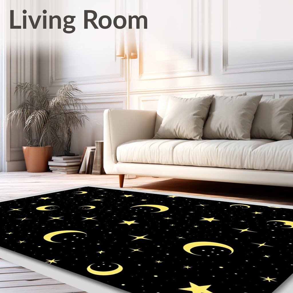 Golden Moon And Starry Night Rug